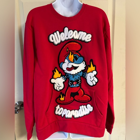 Raw Men’s welcome to paradise sweatshirt red papa Smurf - Picture 1 of 5